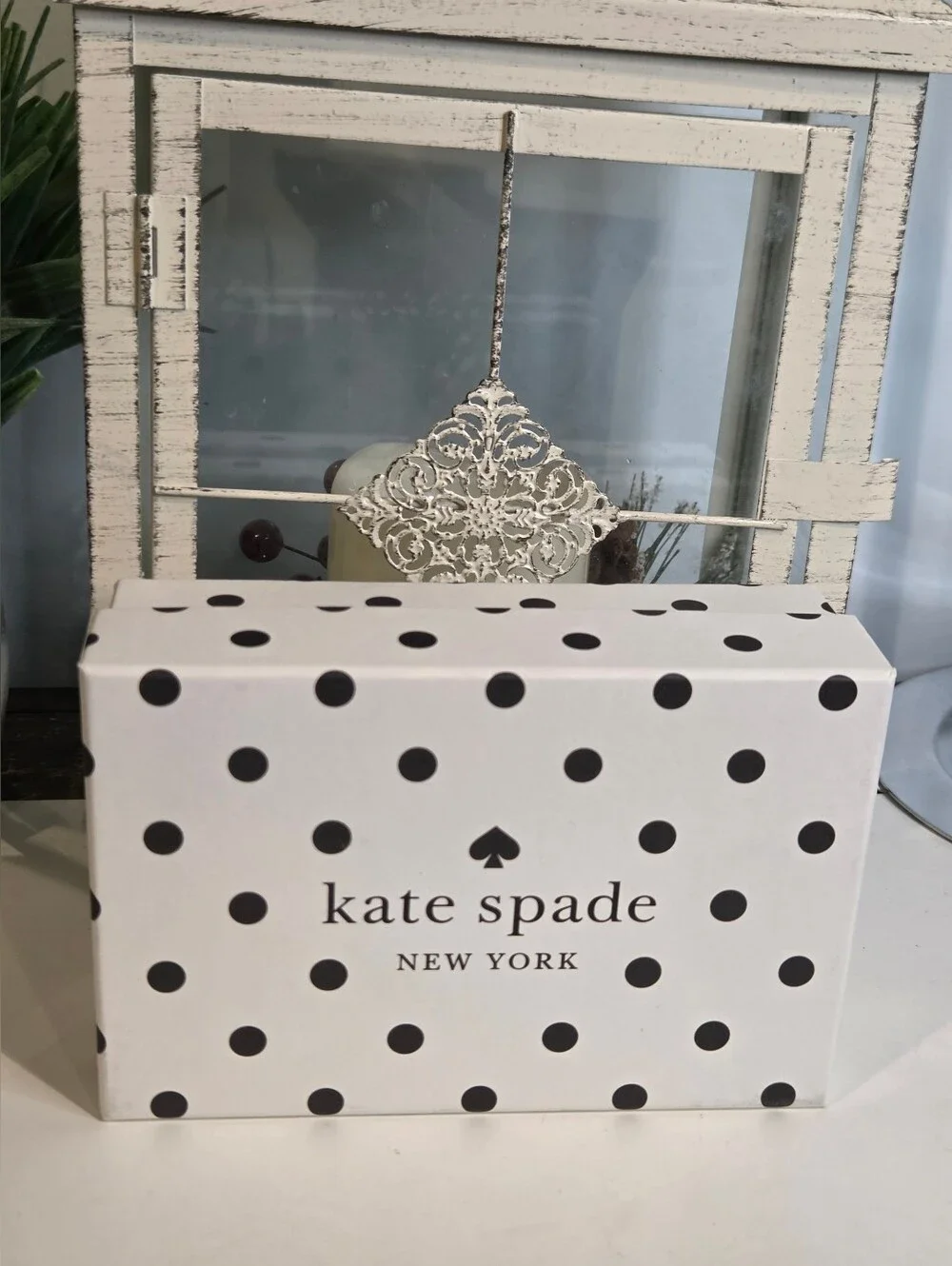Kate Spade Polka Dot Boxed Card Case & Spade Key Fob Set NWT